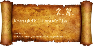 Kmetykó Manuéla névjegykártya